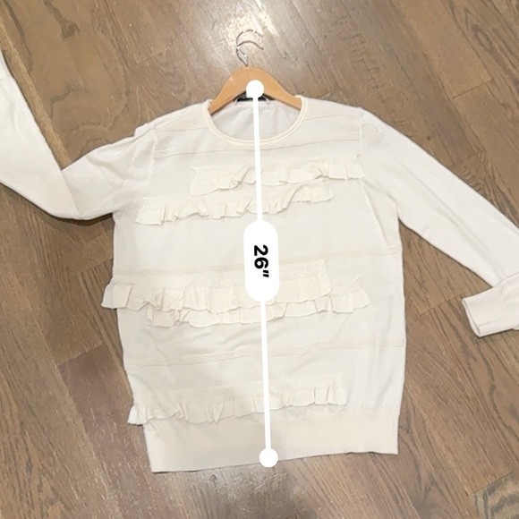 Diane von Furstenberg Benni Ruffled Merino Ivory Pullover Sweater L - Picture 9 of 9